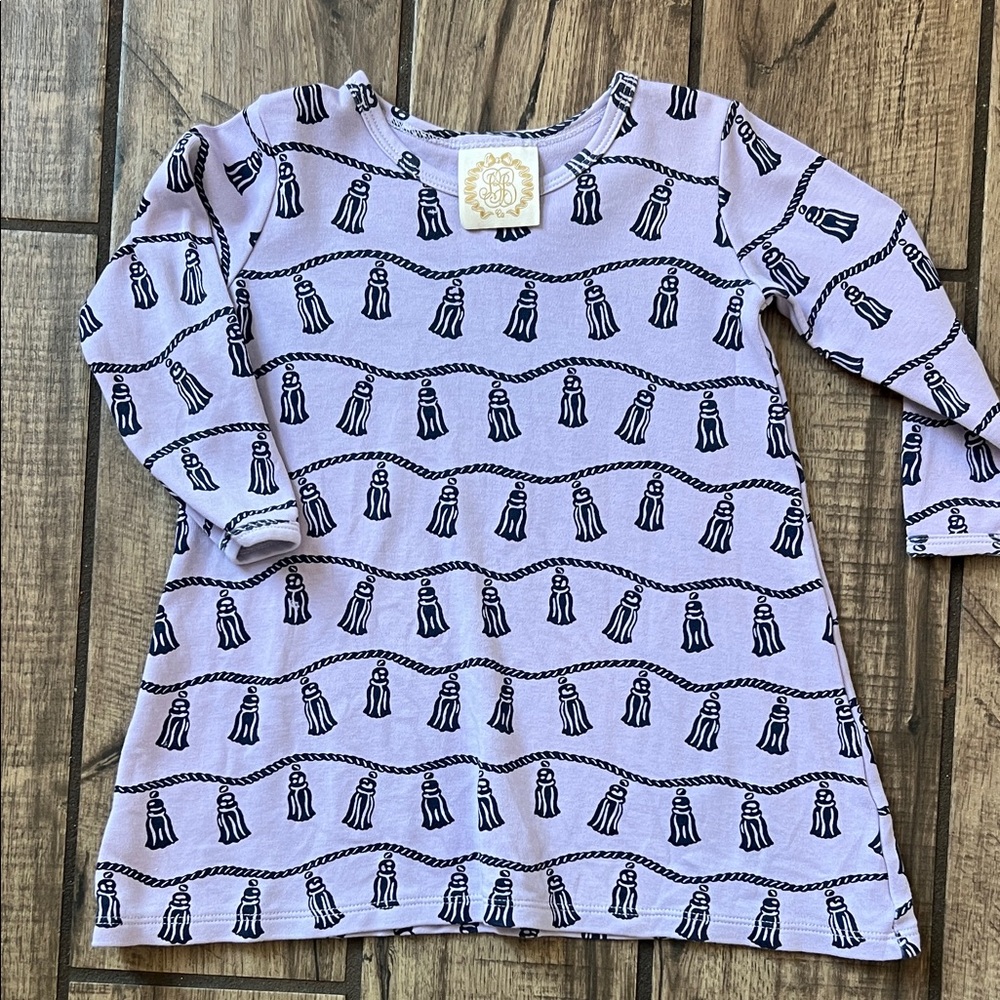 The Beaufort Bonnet Company Purple and Navy Kids Dress
